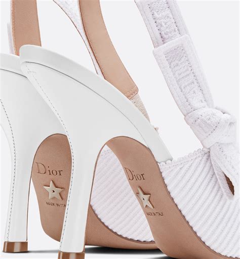 J'Adior Slingback Pump White Cotton Embroidery .